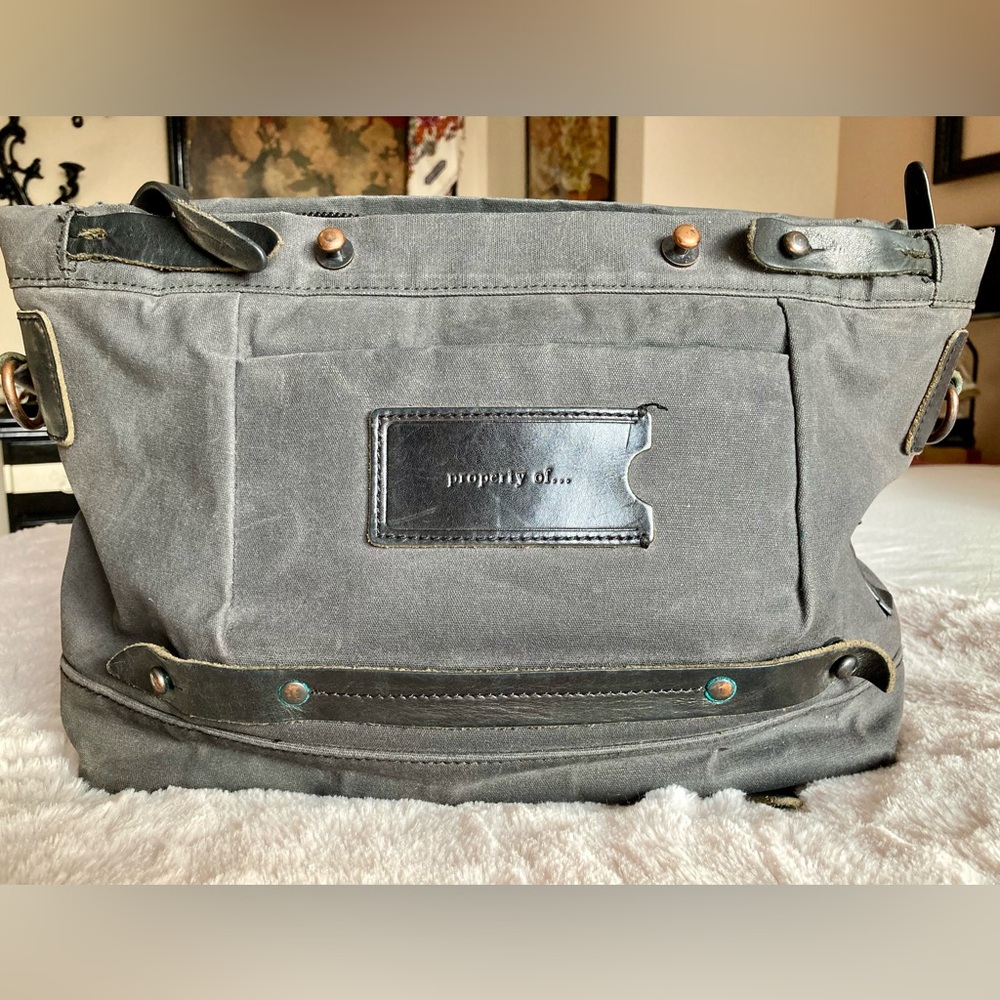 Property Of… Heavy Duty Waxed Canvas with Leather & Copper Accents Messenger Bag